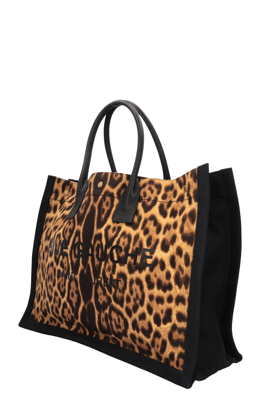 SAINT LAURENT Cheetah Rive Gauche Tote Bag Canvas