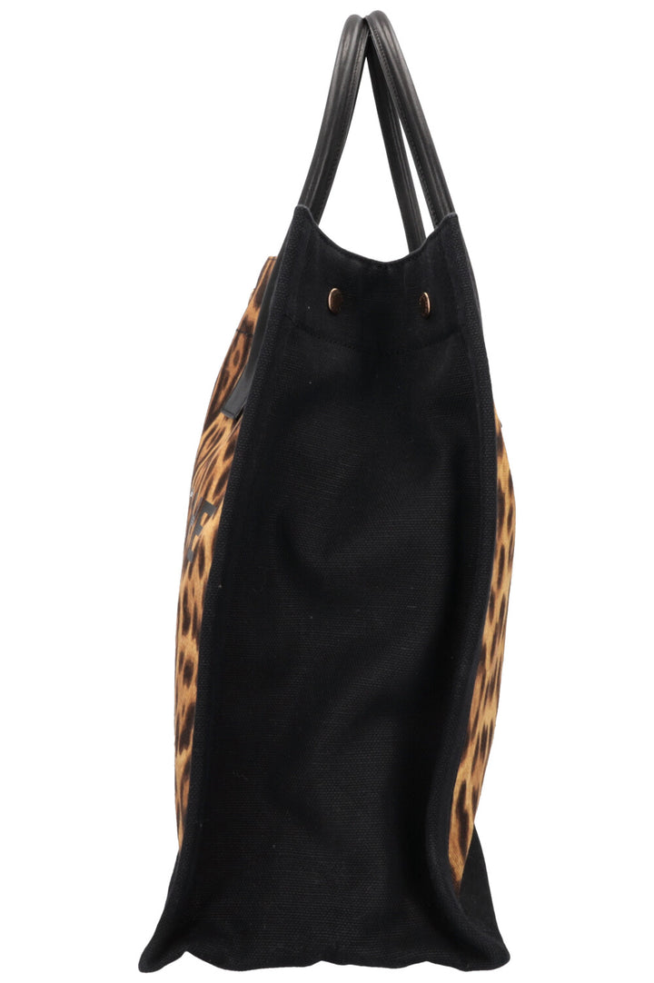 SAINT LAURENT Cheetah Rive Gauche Tote Bag Canvas