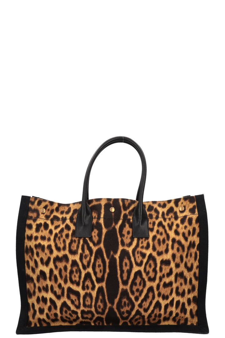 SAINT LAURENT Cheetah Rive Gauche Tote Bag Canvas