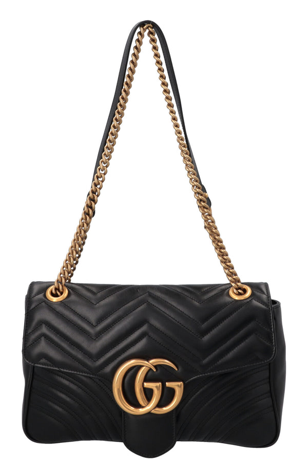 Grand sac GUCCI Marmont en cuir noir