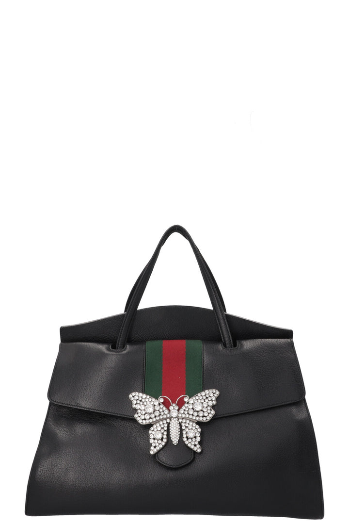 GUCCI Totem Top Handle Bag Leather Black
