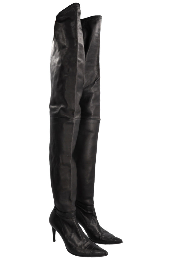 CHANEL High Boots Leather Black