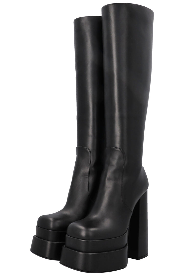 VERSACE Platform Knee High Boots Black