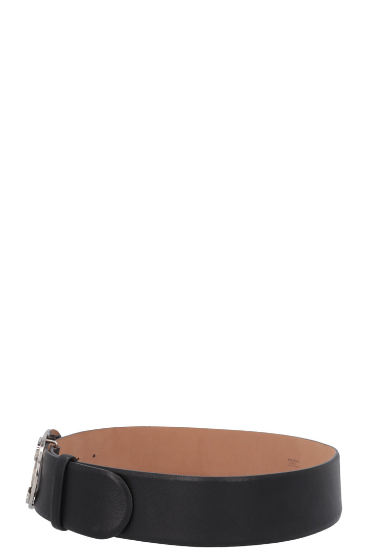 CHANEL 2000 CC Belt Leather Black Silver