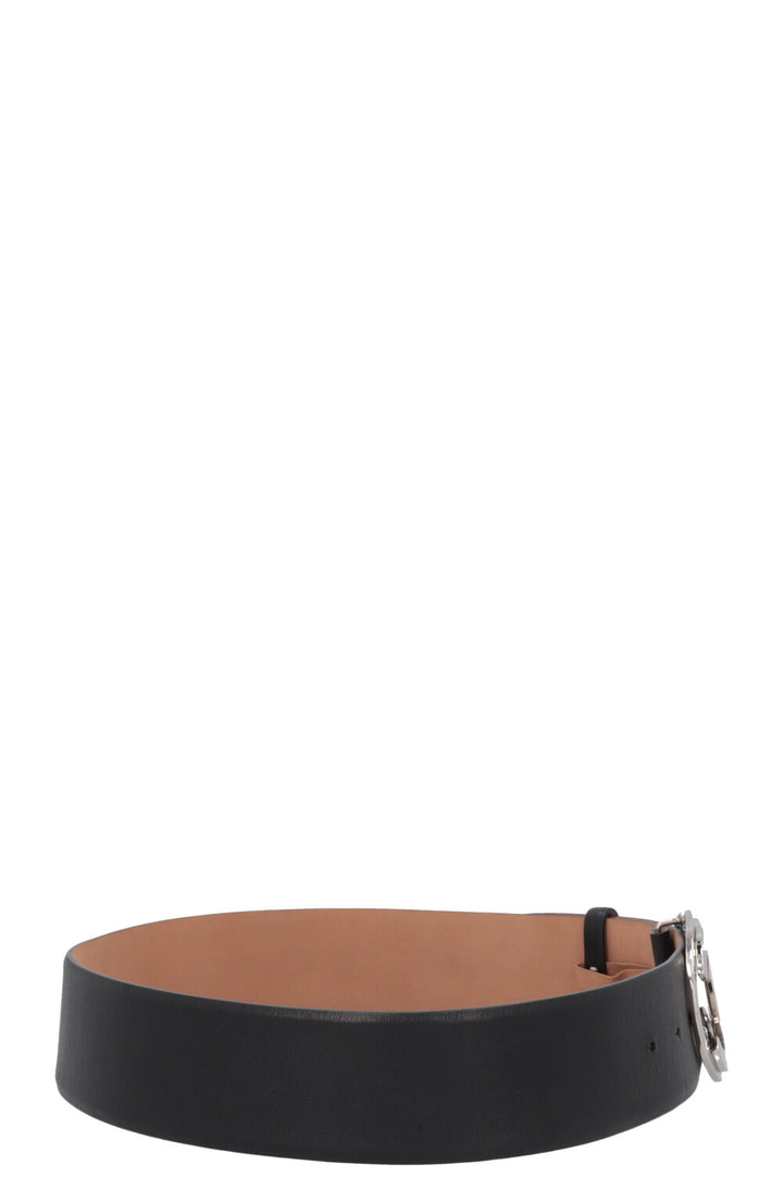 CHANEL 2000 CC Belt Leather Black Silver