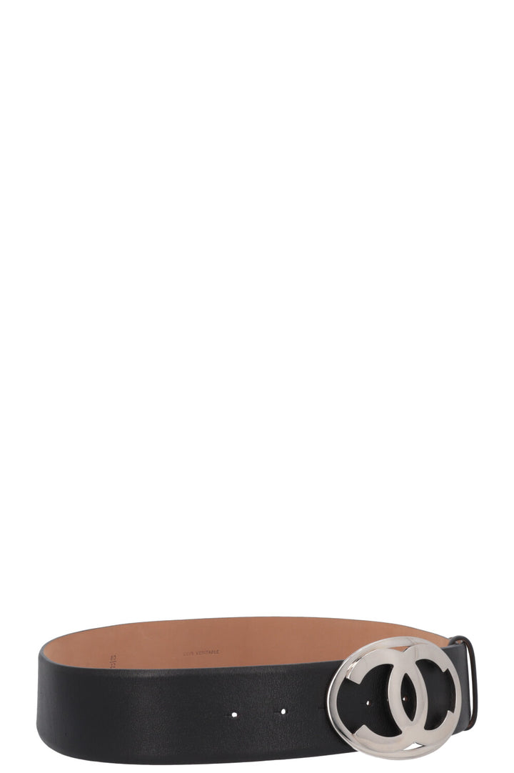 CHANEL 2000 CC Belt Leather Black Silver