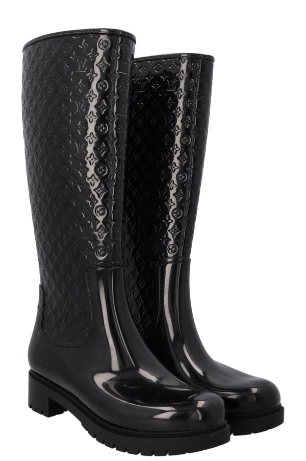 LOUIS VUITTON Drops Rubber Boots Black