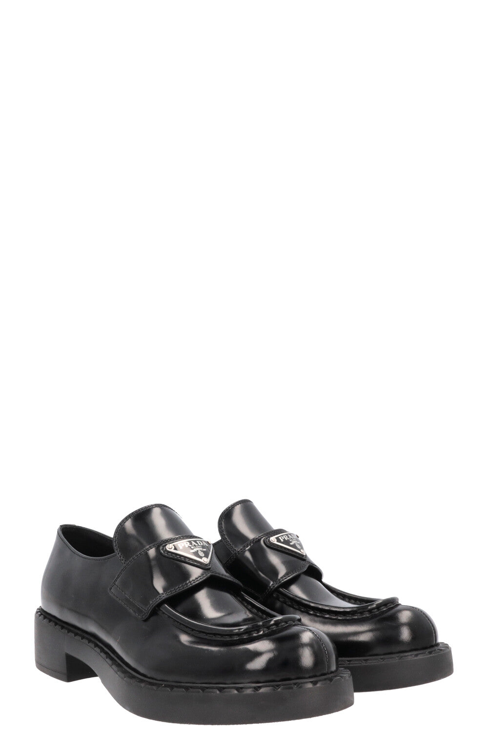 PRADA Logo Triangle Loafers Black