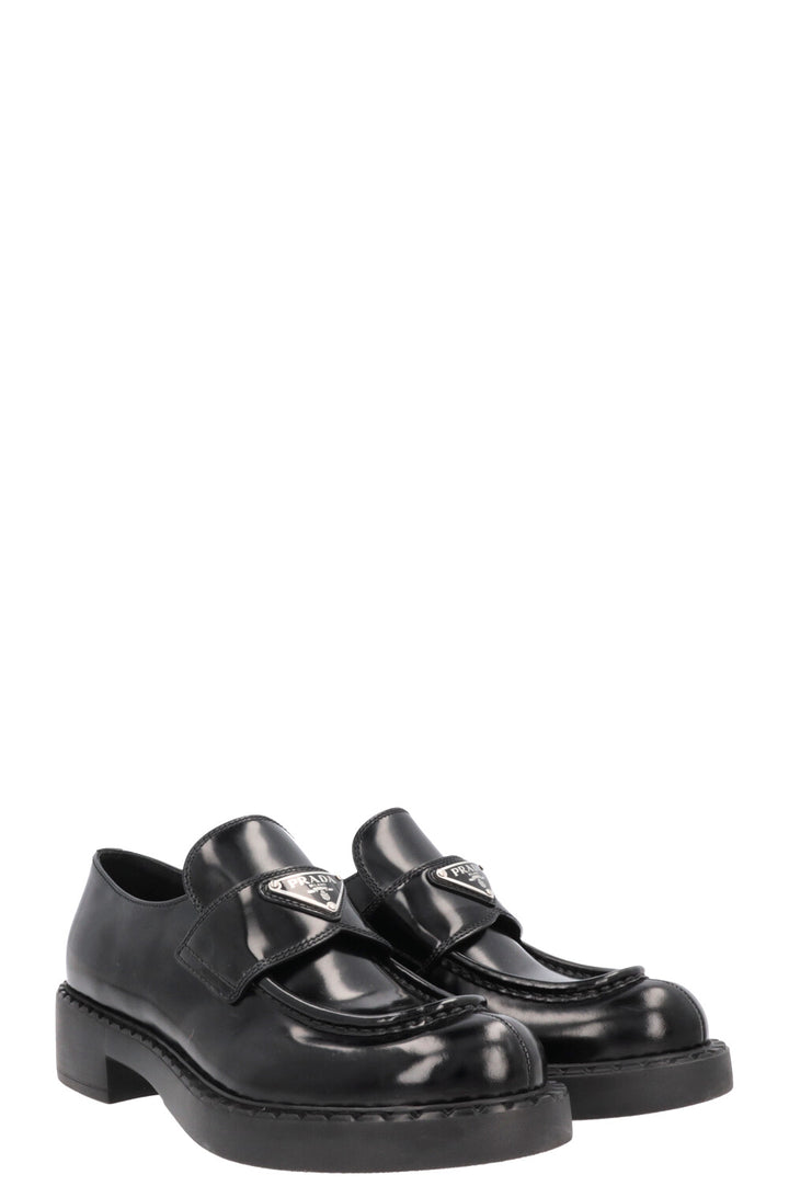 PRADA Logo Triangle Loafers Black