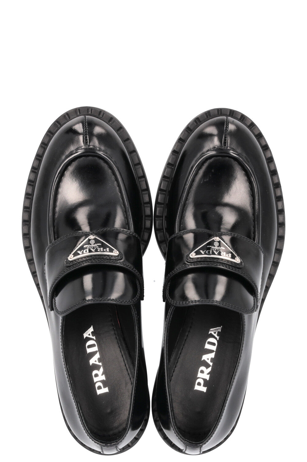 PRADA Logo Triangle Loafers Black