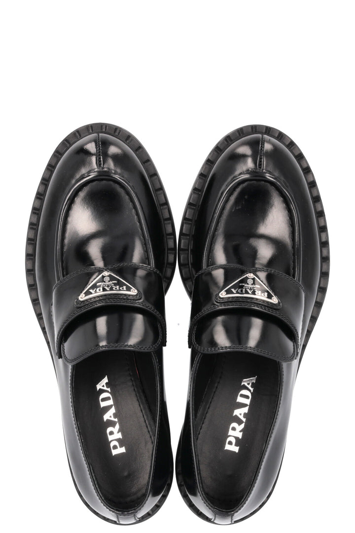PRADA Logo Triangle Loafers Black