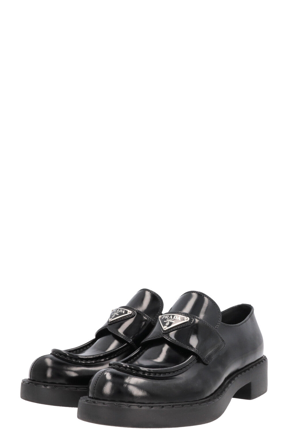 PRADA Logo Triangle Loafers Black
