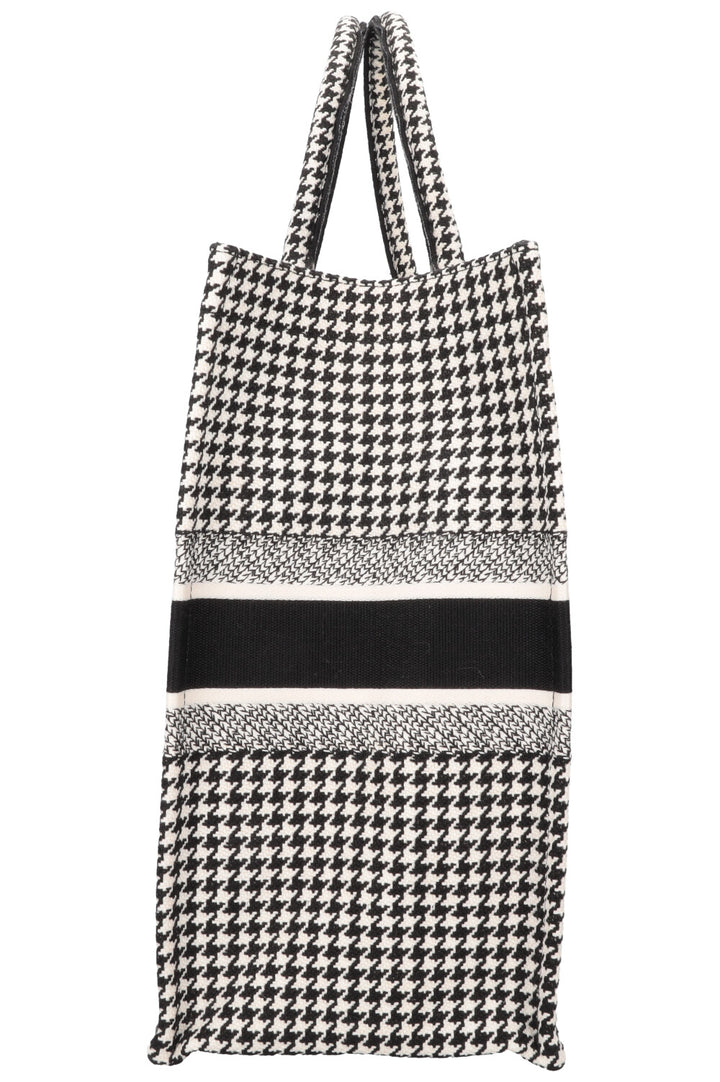 CHRISTIAN DIOR Houndstooth Large Book Tote Canvas Black White
