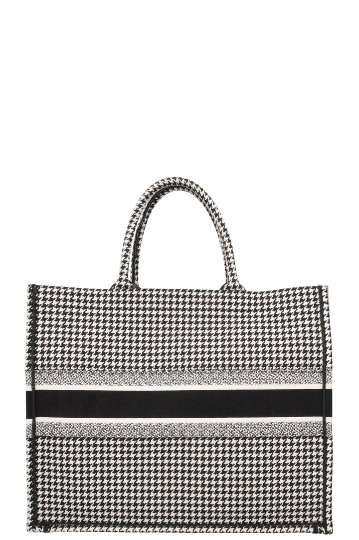CHRISTIAN DIOR Houndstooth Large Book Tote Canvas Black White