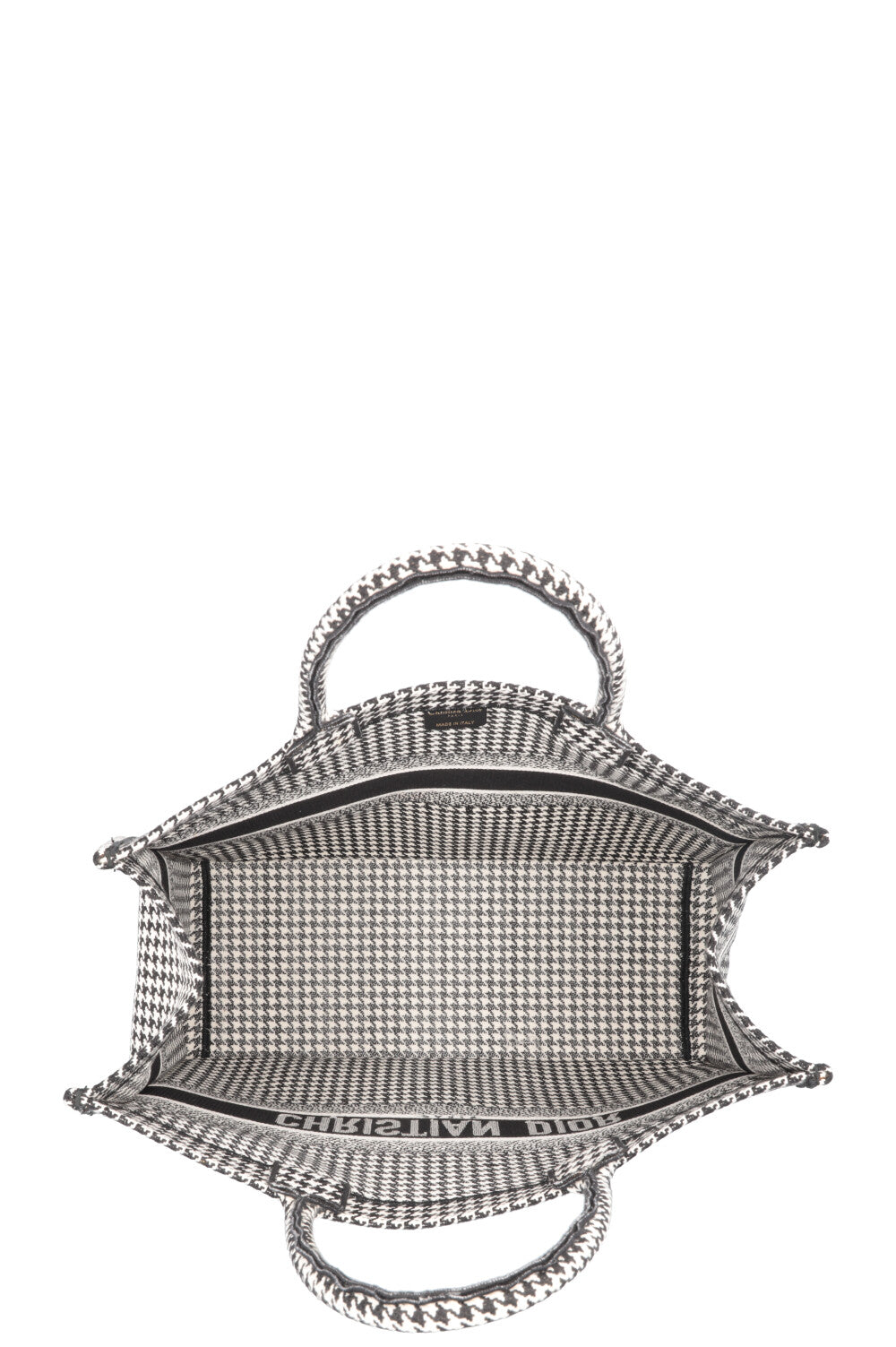 CHRISTIAN DIOR Houndstooth Large Book Tote Canvas Black White