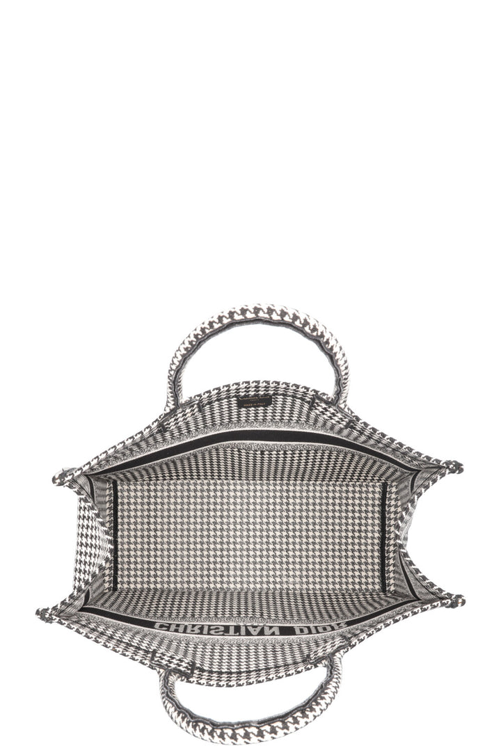 CHRISTIAN DIOR Houndstooth Large Book Tote Canvas Black White