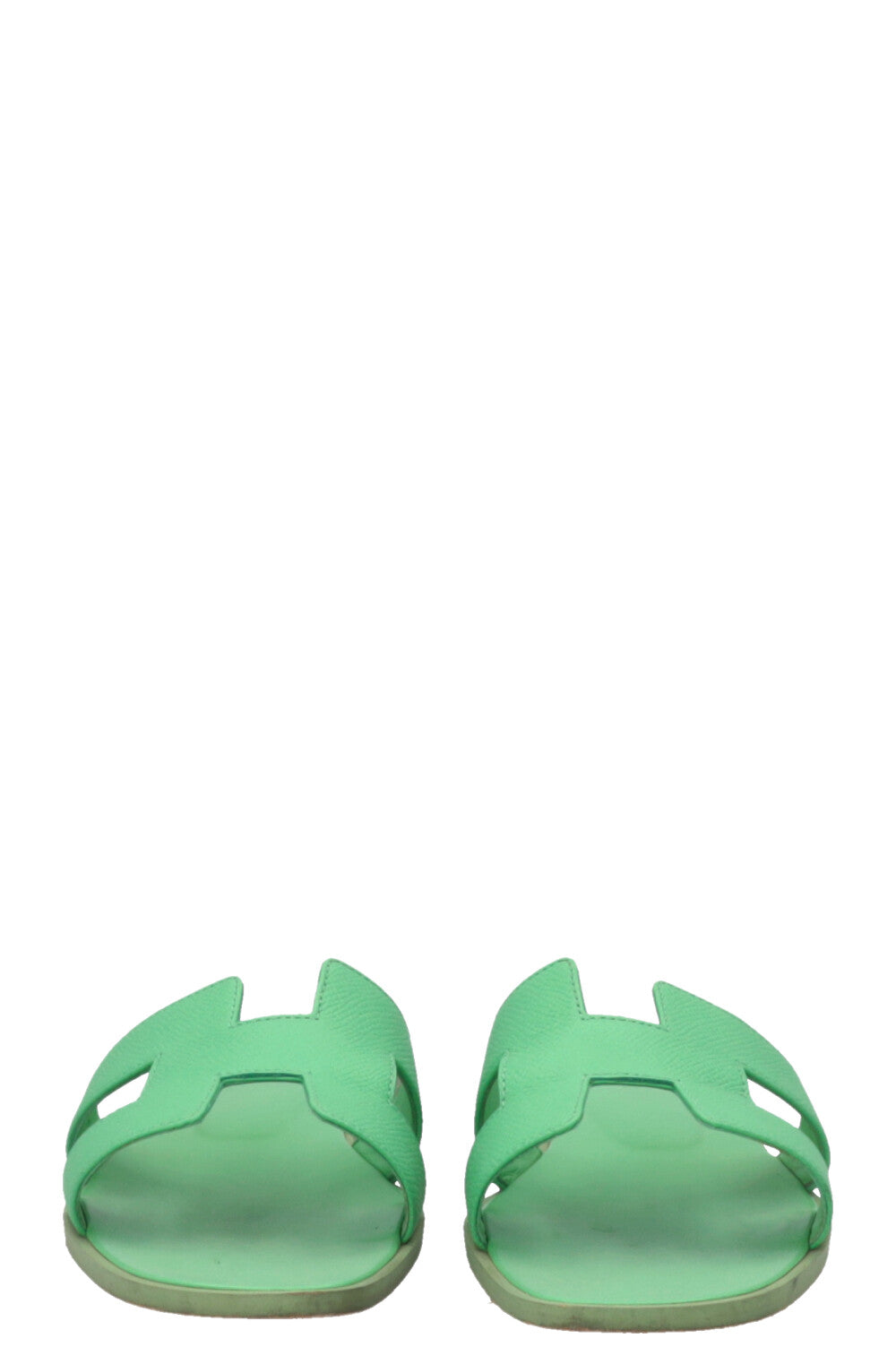 HERMÈS Oran Sandals Epsom Vert Pomme