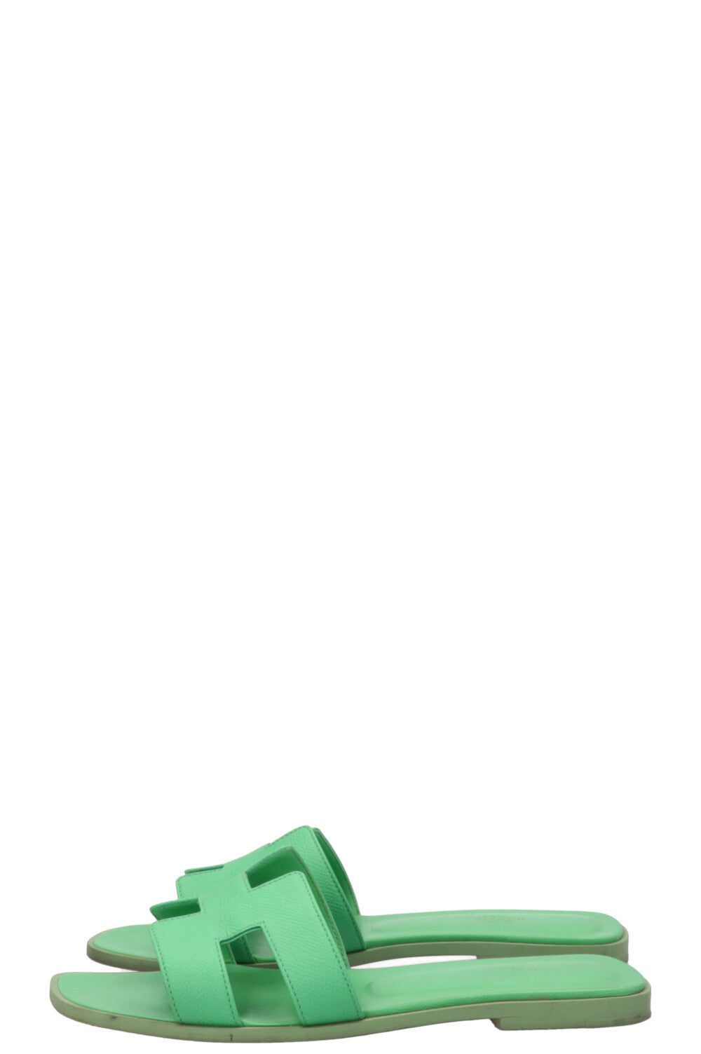 HERMÈS Oran Sandals Epsom Vert Pomme