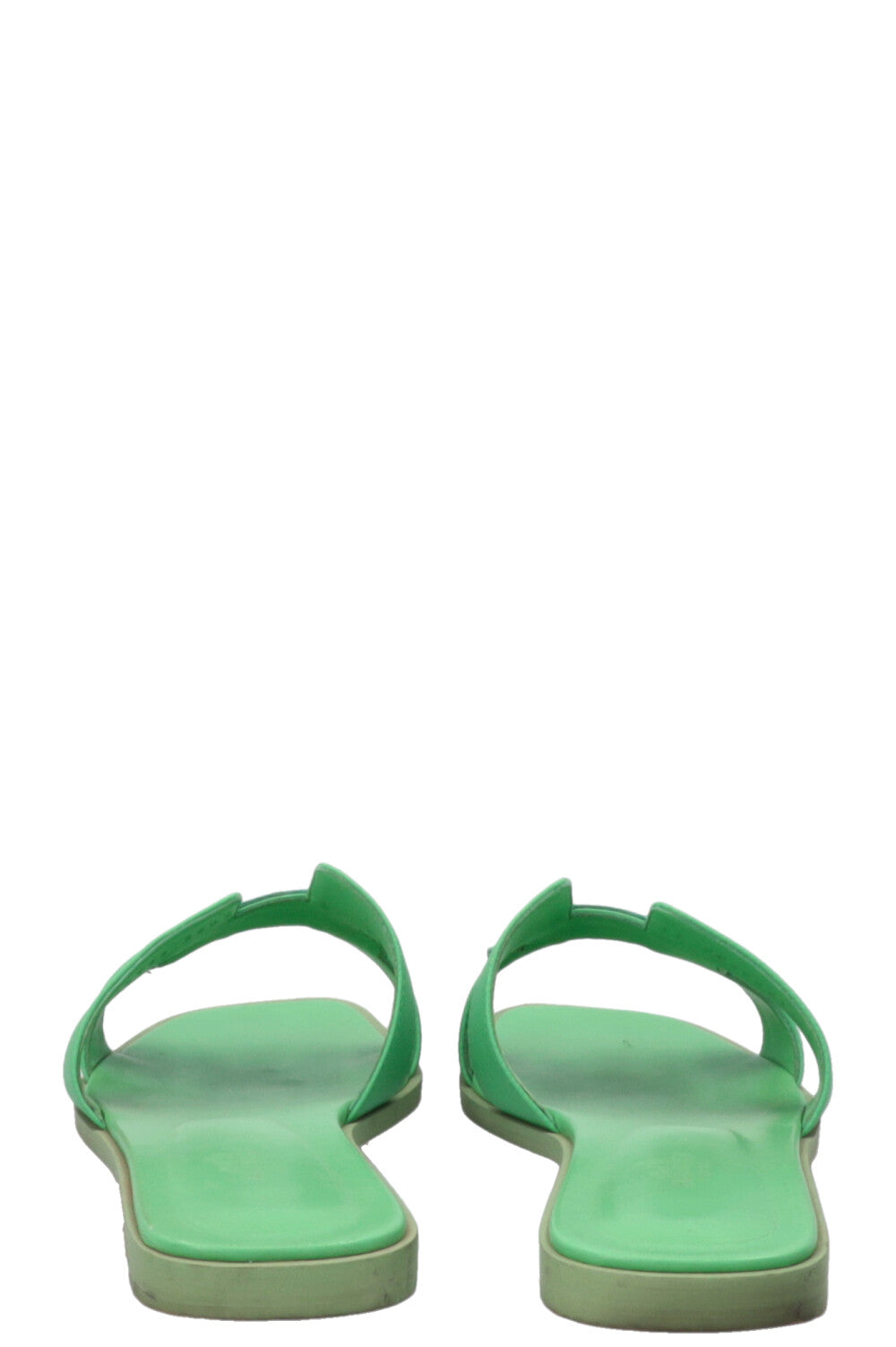 HERMÈS Oran Sandals Epsom Vert Pomme