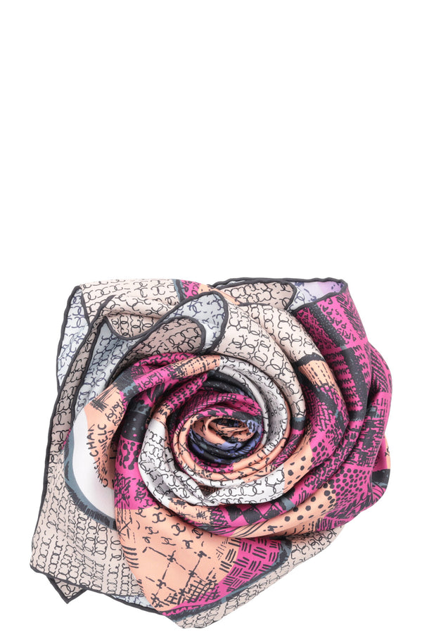 CHANEL Camellia Scarf Silk Multicolor