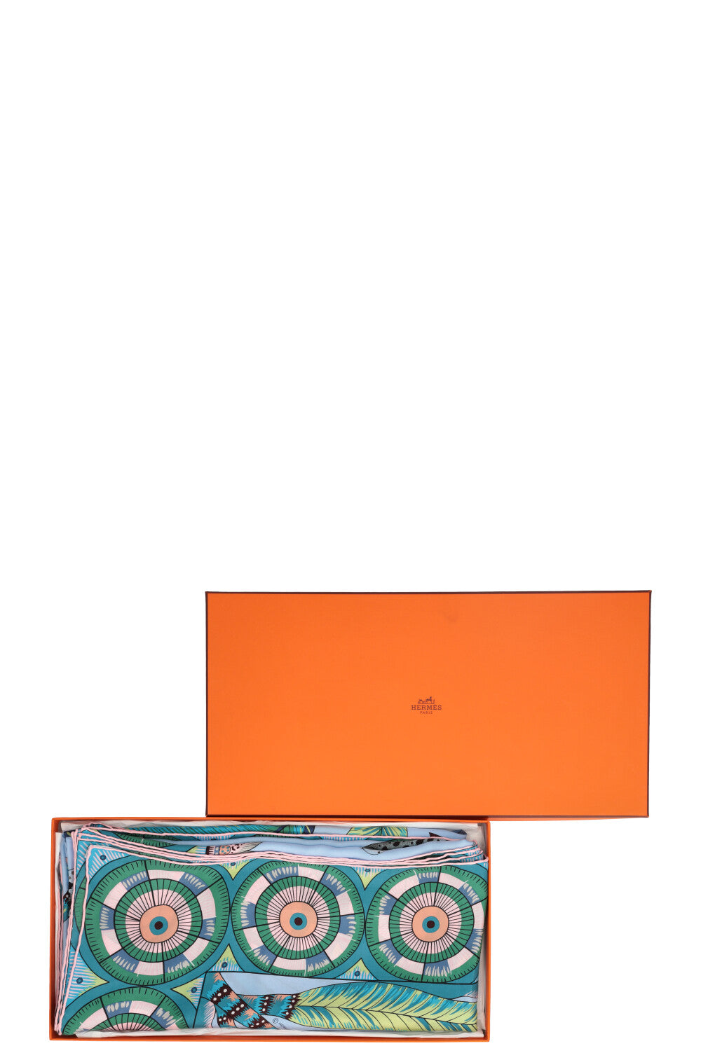 HERMÈS The Savana Dance Carré 140 Silk Blue Green