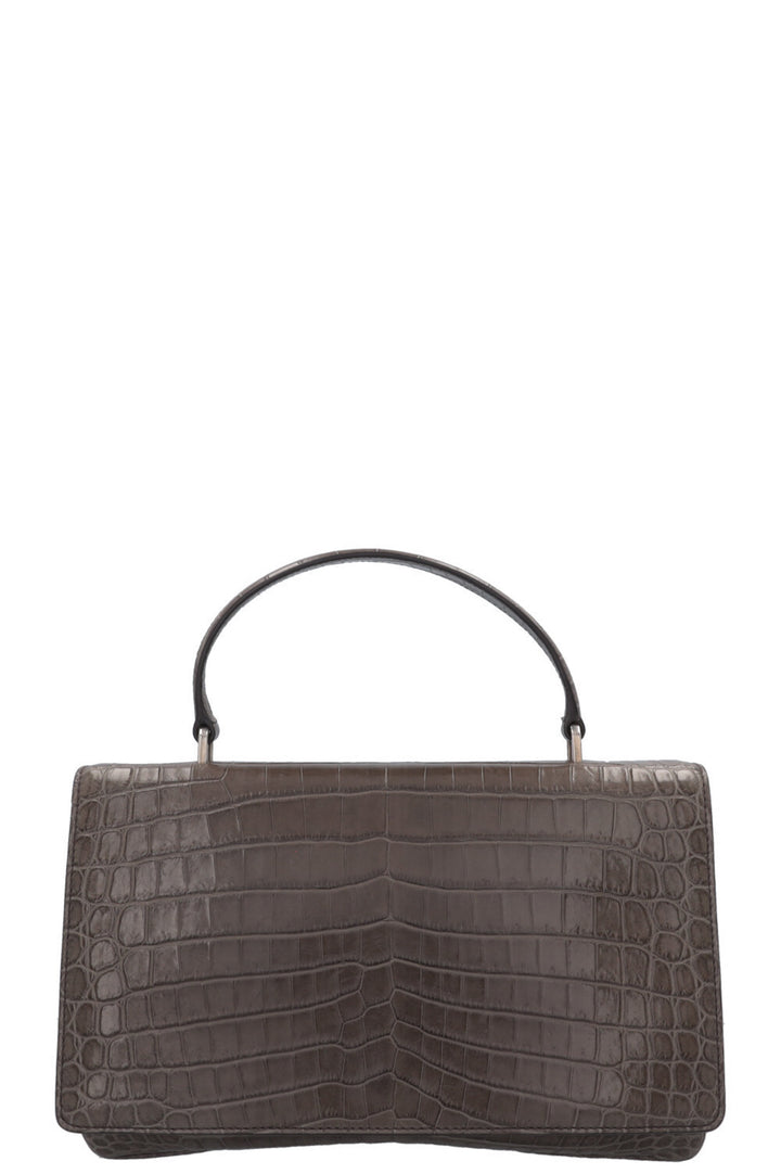 Sac Prada à poignée en alligator gris