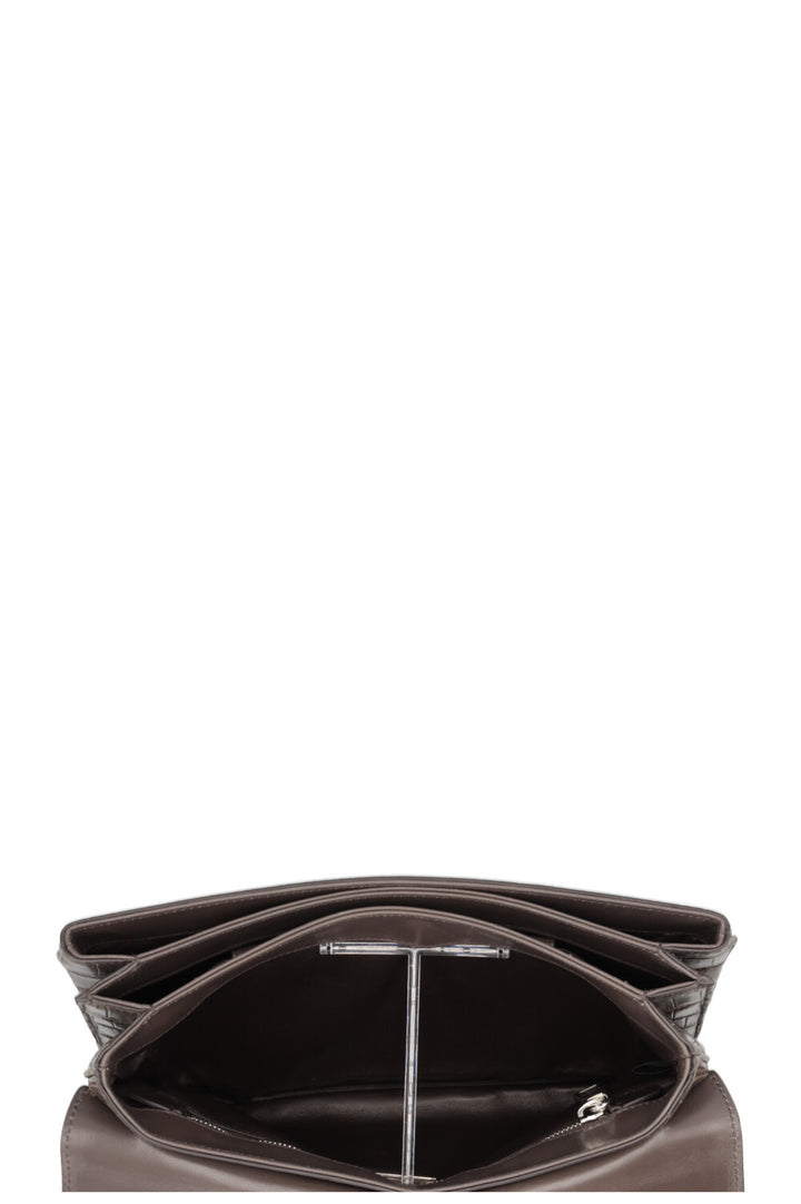 Sac Prada à poignée en alligator gris