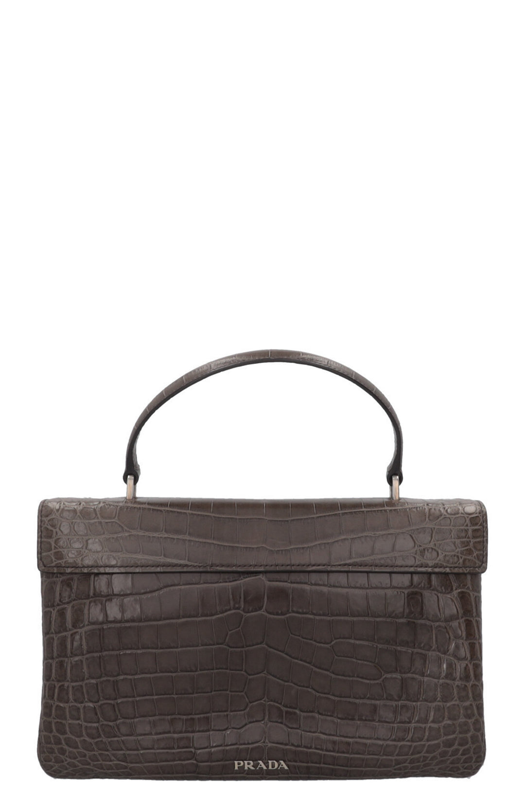 Sac Prada à poignée en alligator gris