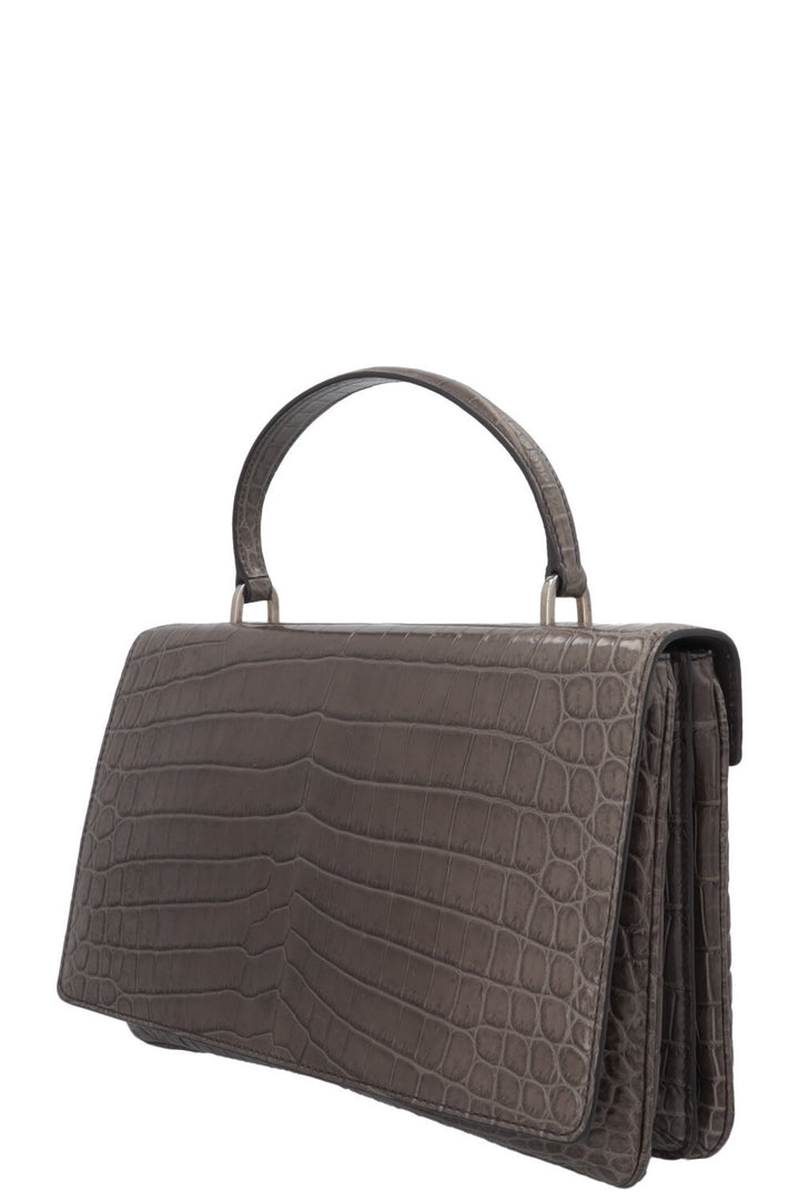Sac Prada à poignée en alligator gris