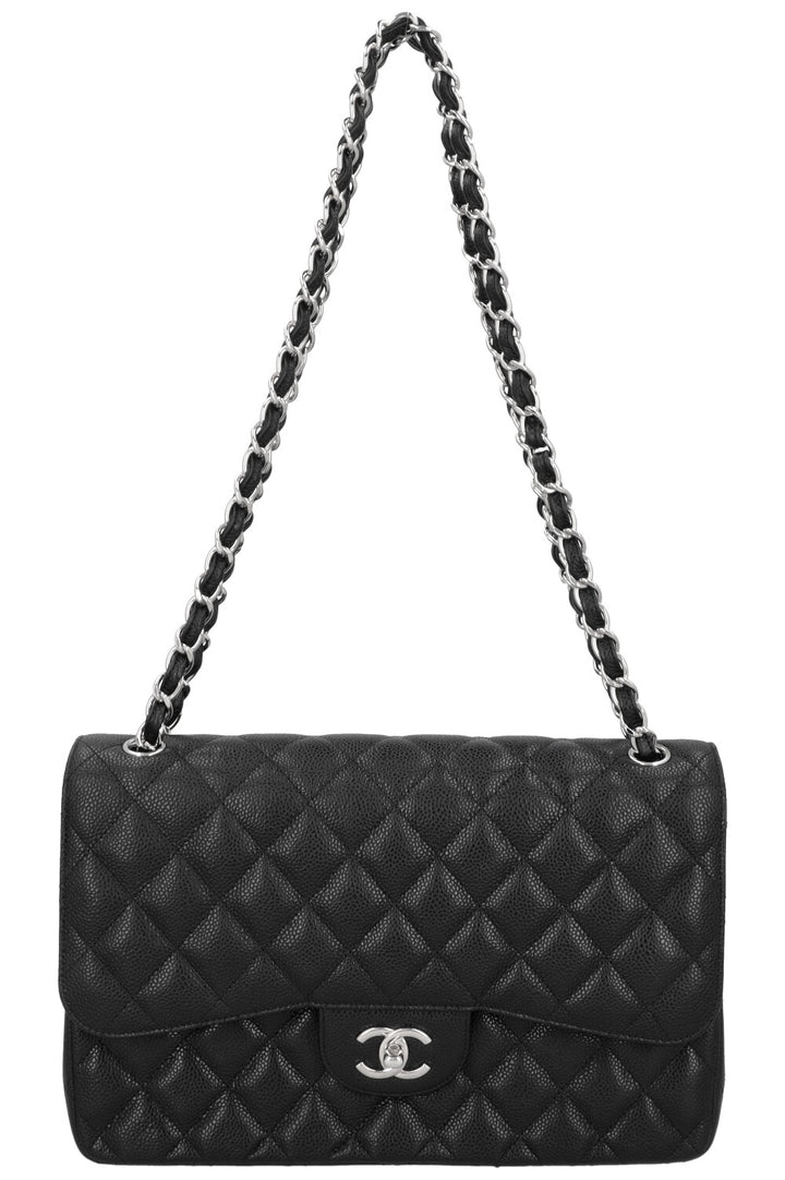 CHANEL Large Double Flap Caviar Leather Black