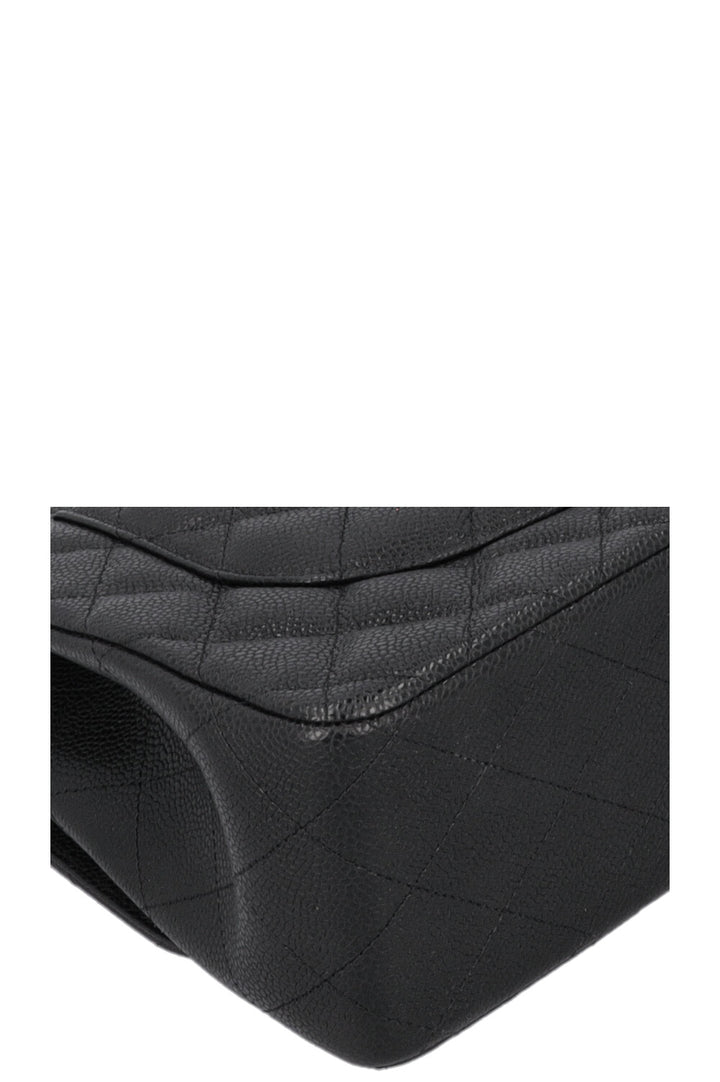 CHANEL Large Double Flap Caviar Leather Black
