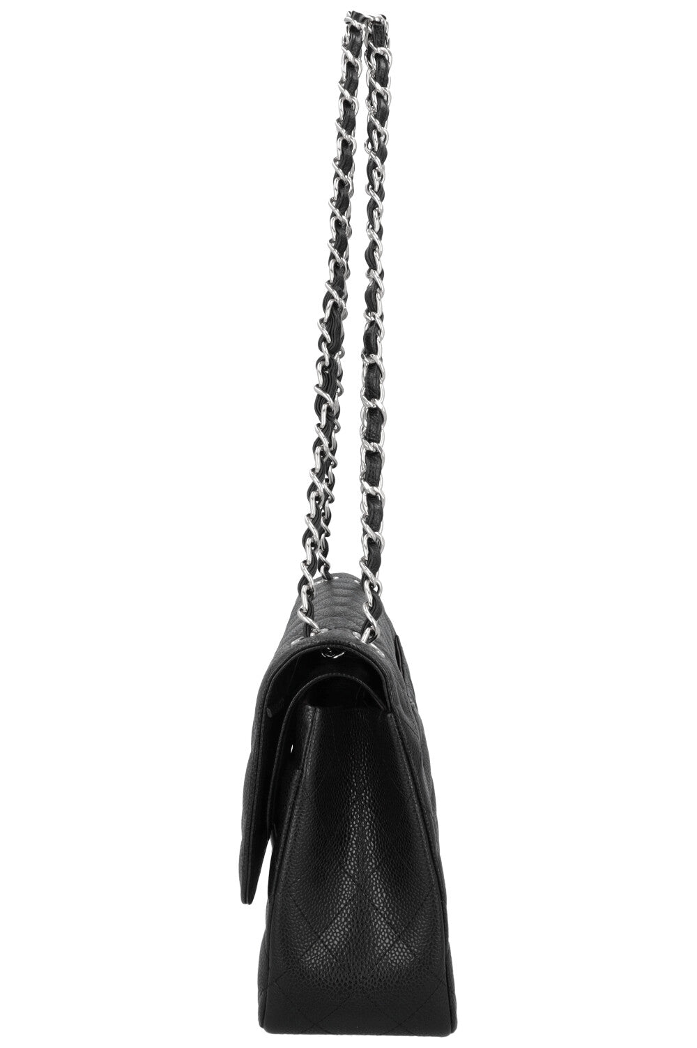 CHANEL Large Double Flap Caviar Leather Black