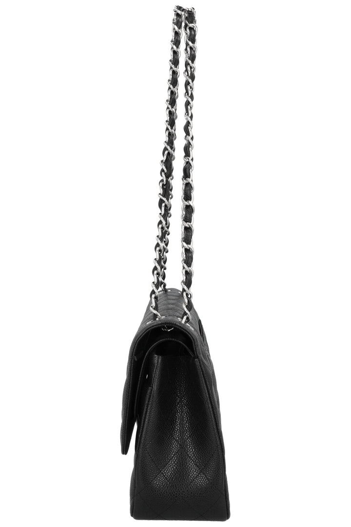 CHANEL Large Double Flap Caviar Leather Black