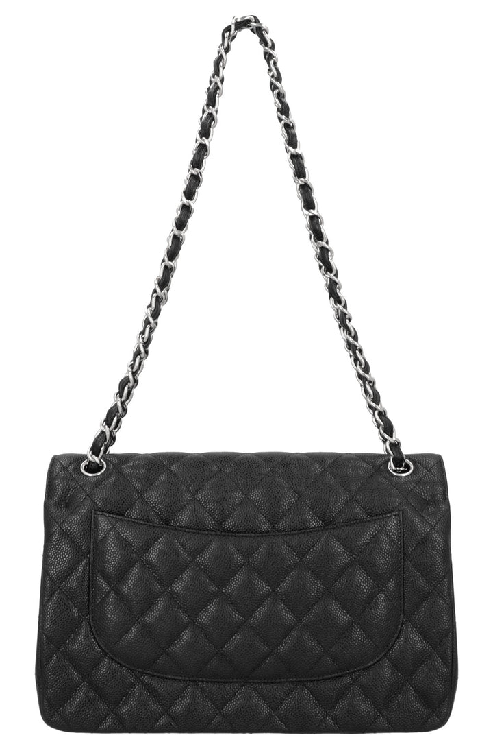 CHANEL Large Double Flap Caviar Leather Black
