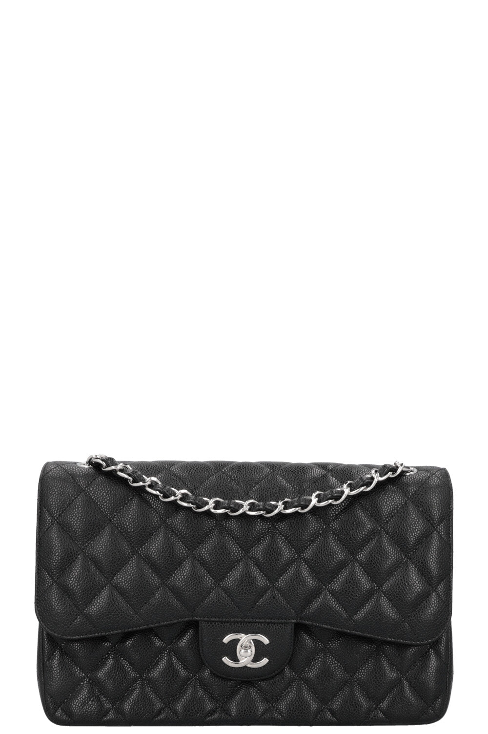 CHANEL Large Double Flap Caviar Leather Black