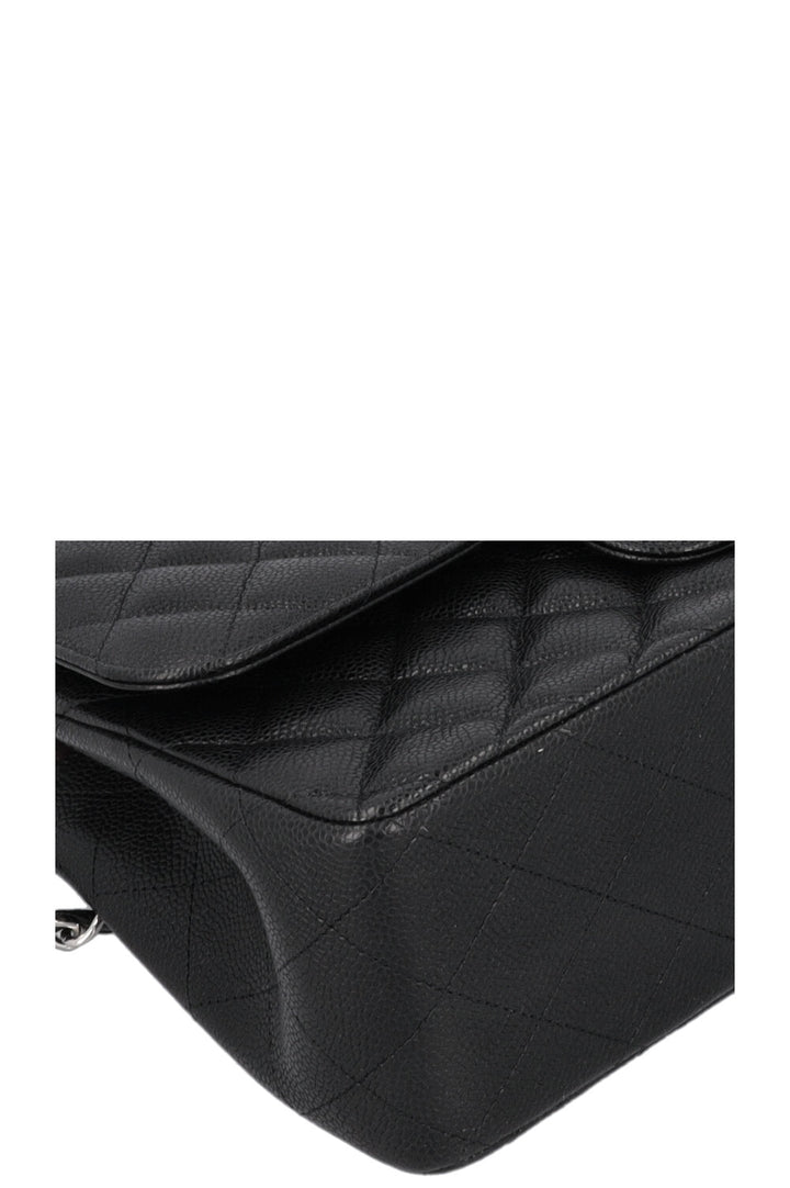 CHANEL Large Double Flap Caviar Leather Black