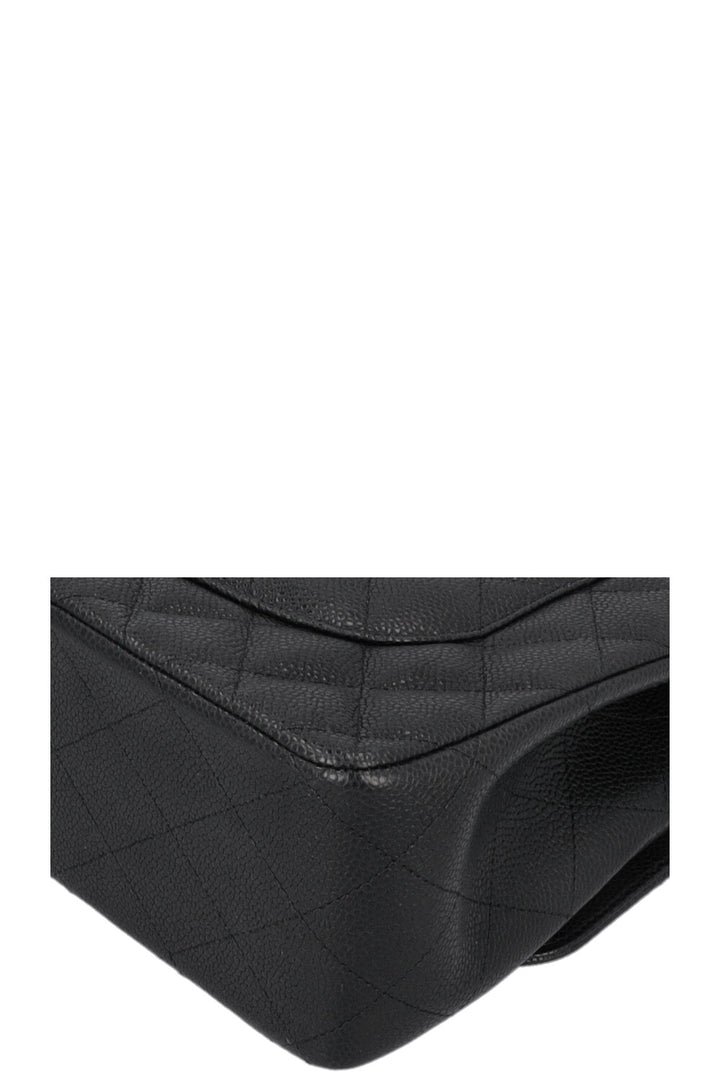 CHANEL Large Double Flap Caviar Leather Black