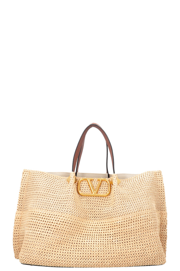 VALENTINO Medium Summer Tote Straw Beige