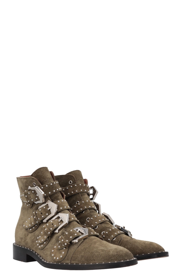 Bottes cloutées GIVENCHY en daim vert