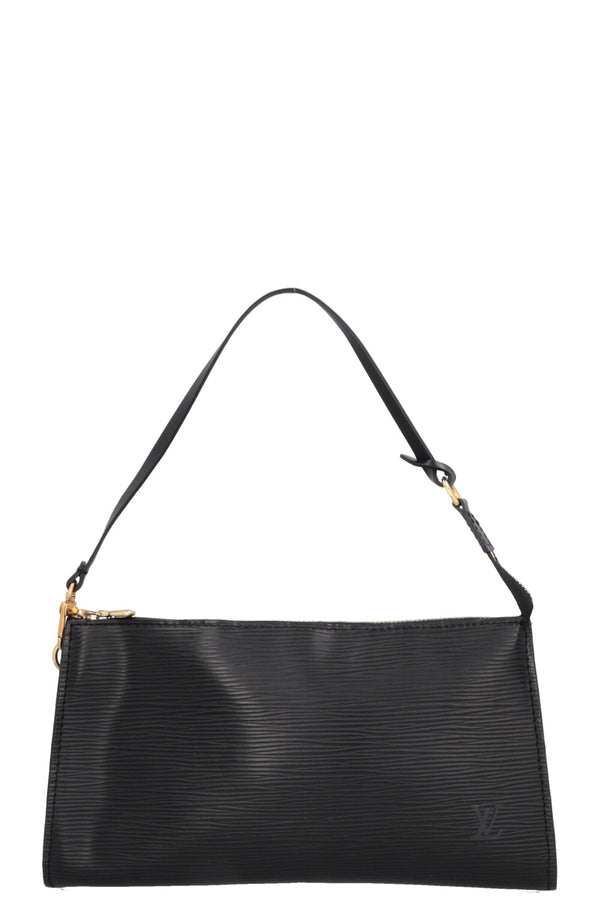 LOUIS VUITTON Pochette Handbag Epi Leather Black