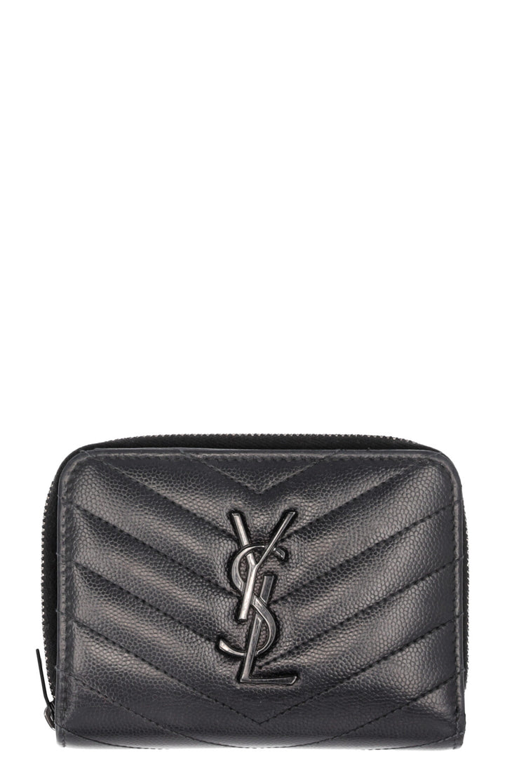 SAINT LAURENT Cassandre Portefeuille compact zippé noir