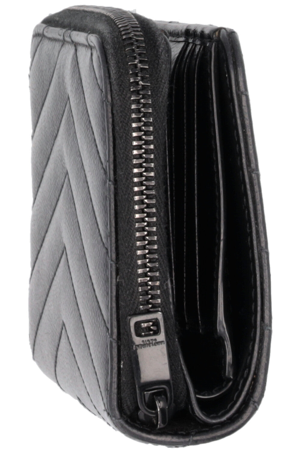 SAINT LAURENT Cassandre Portefeuille compact zippé noir