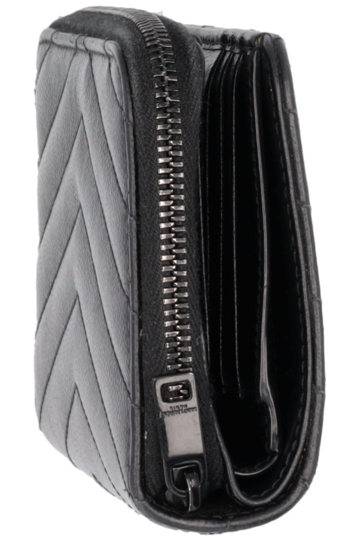 SAINT LAURENT Cassandre Portefeuille compact zippé noir