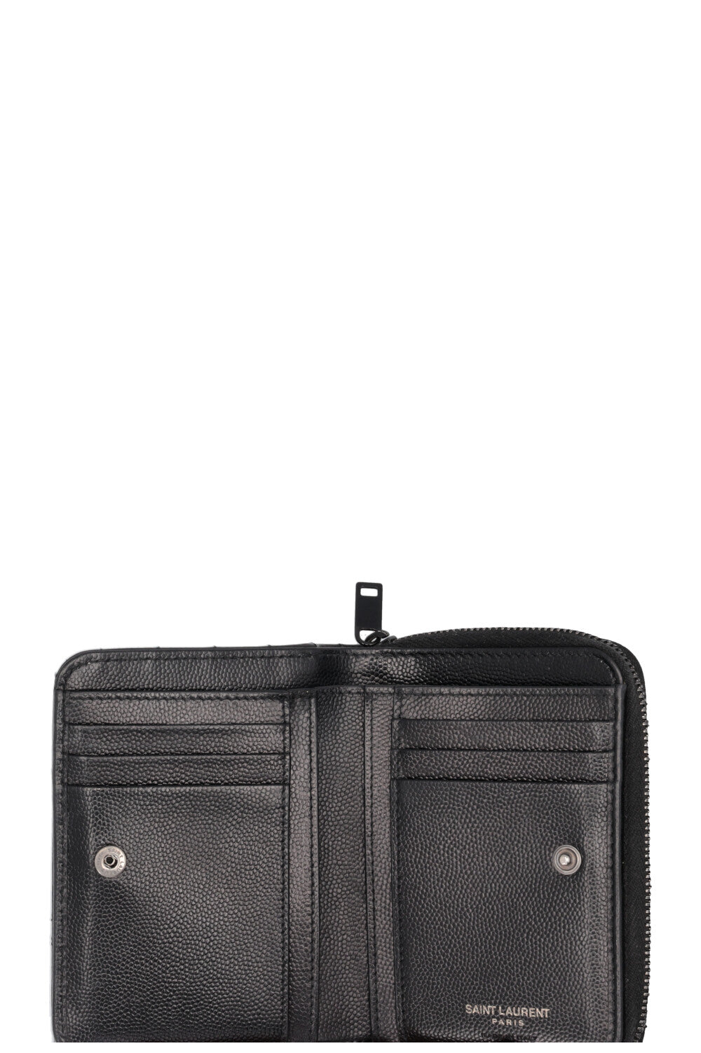 SAINT LAURENT Cassandre Portefeuille compact zippé noir