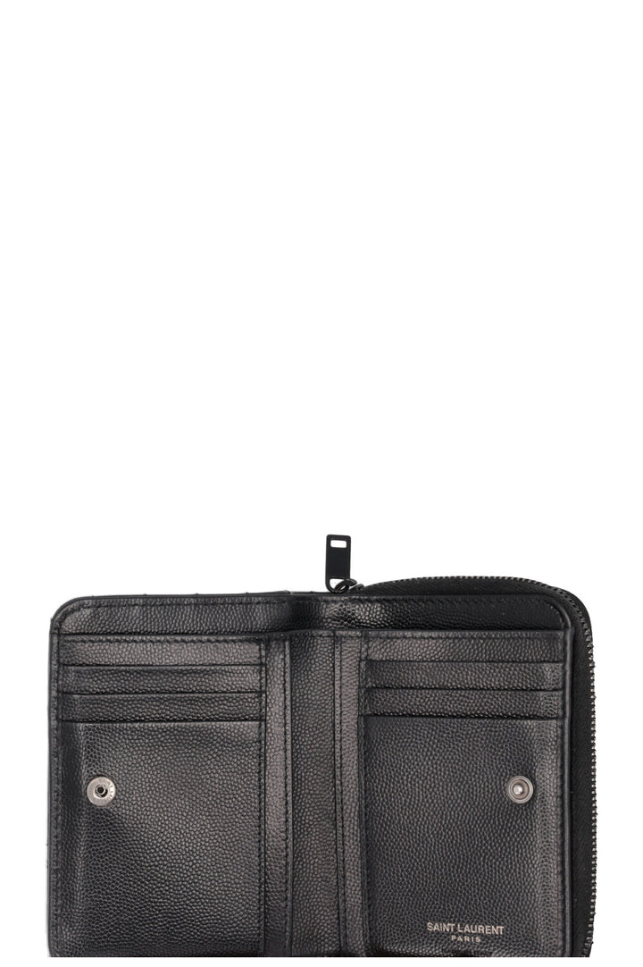 SAINT LAURENT Cassandre Portefeuille compact zippé noir
