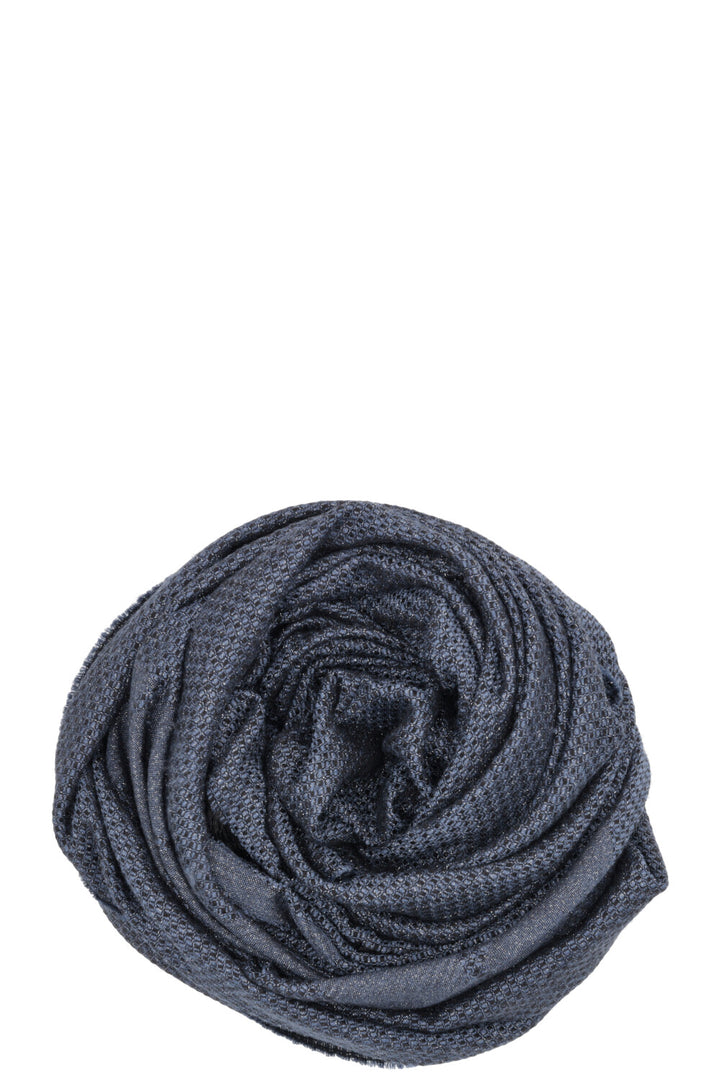 CHANEL Logo Scarf Lurex Blue
