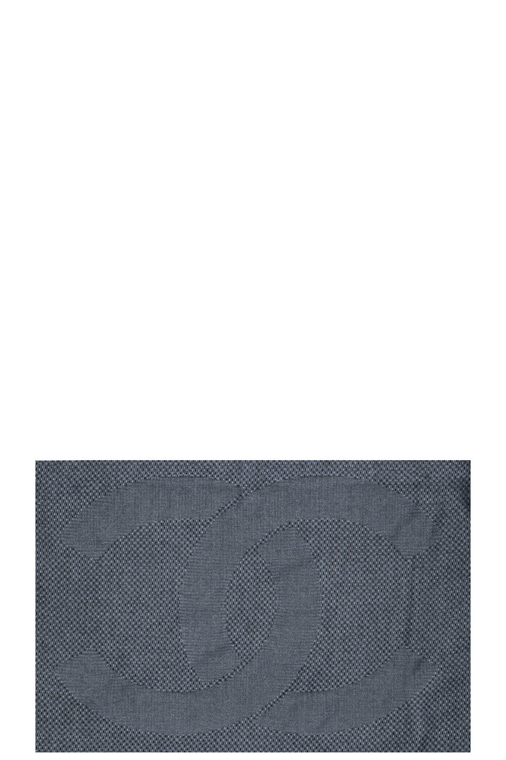 CHANEL Logo Scarf Lurex Blue