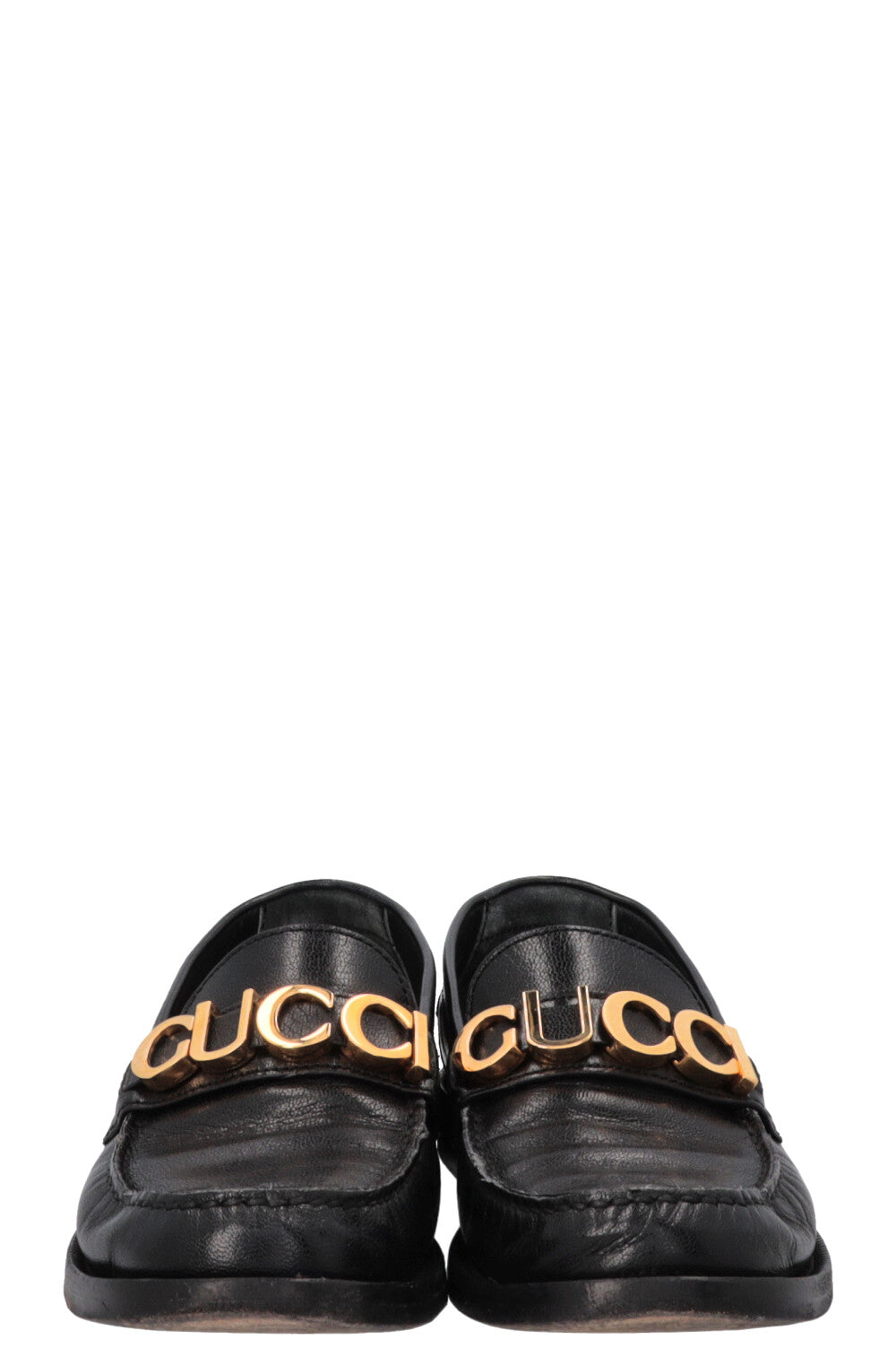 GUCCI Logo Letter Loafers Black