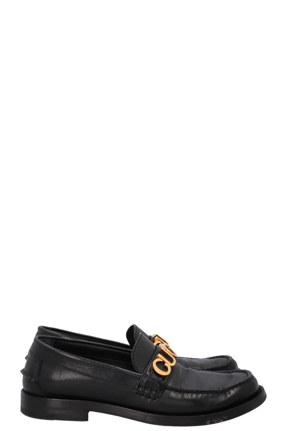 GUCCI Logo Letter Loafers Black