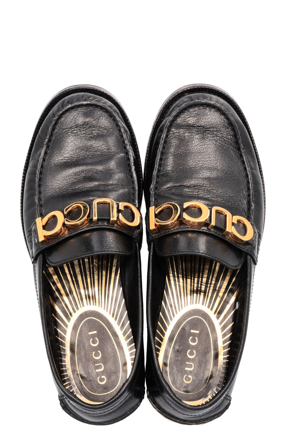 GUCCI Logo Letter Loafers Black